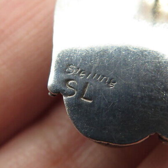 SHEENA LONG Navajo Old Pawn 925 Sterling Silver Vintage Sodalite Floral Earrings - Picture 7 of 7